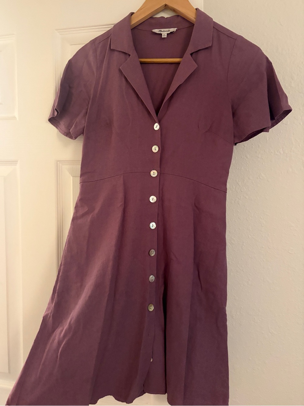 Madewell Mauve Button-Front Mini Dress
